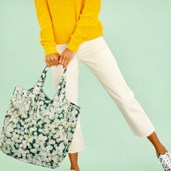 KATE SPADE ♠️ REUSABLE SHOPPING TOTE,DAISY W/POUCH - Picture 4 of 10